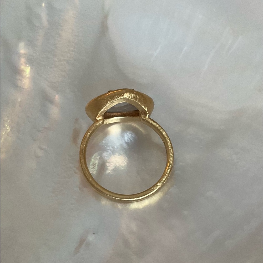 Yasuko Azuma 18k gold & large diamond halo ring, rose cut checkerboard cut, 7 - Picture 11 of 15